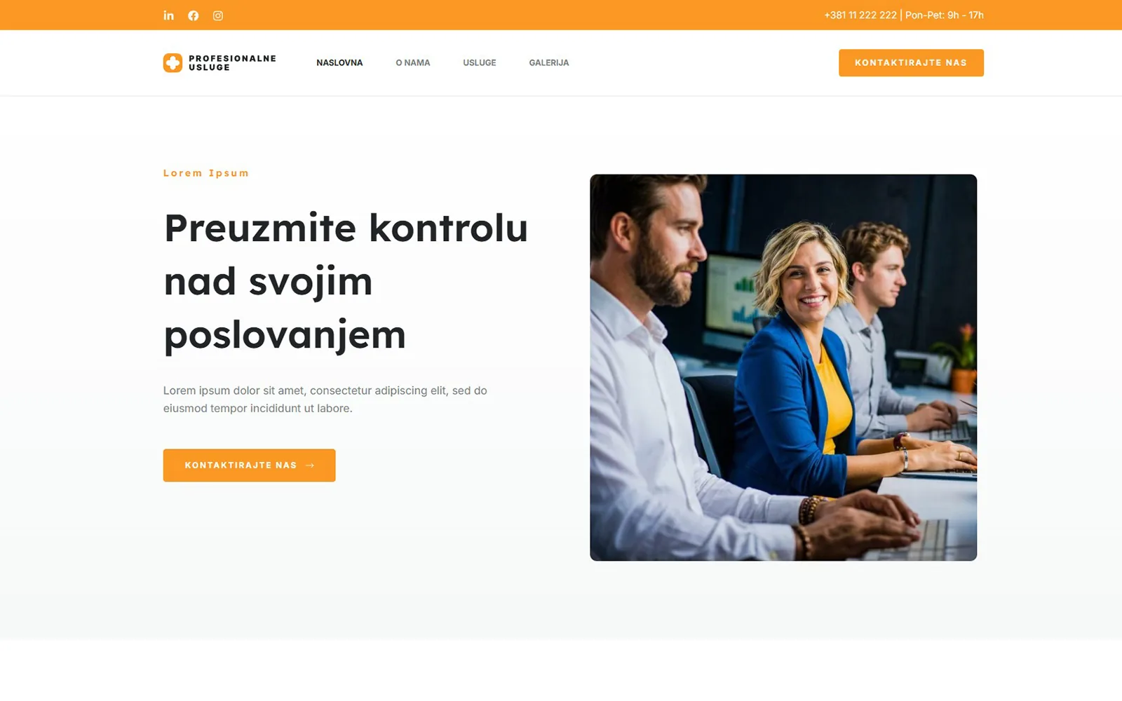 Dizajn Kancelarija, primer izgleda sajta